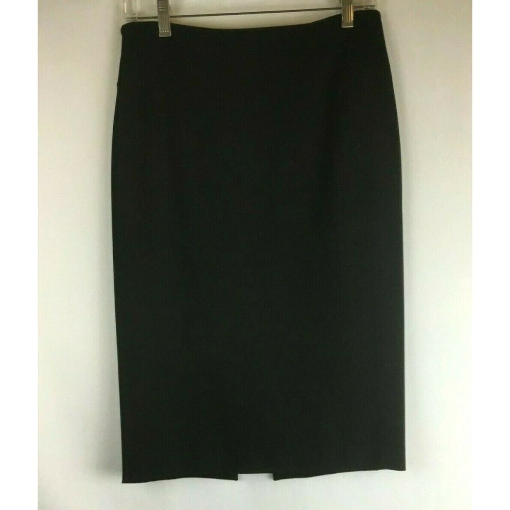 WHBM Womens Back Slit Zip Pencil Skirt Black 4